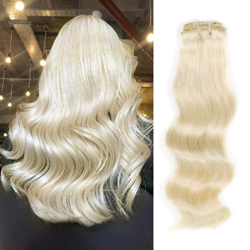 105G Platinum Blonde 60# Clip in Hair Extensions 14""18"" & 22""