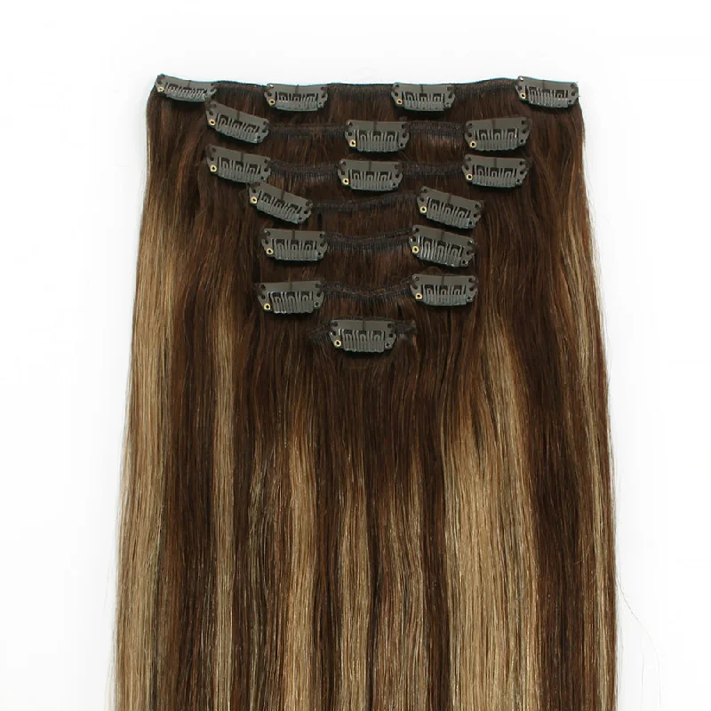 105G Rooted Highlights RP4-4/27# Clip in Hair Extensions