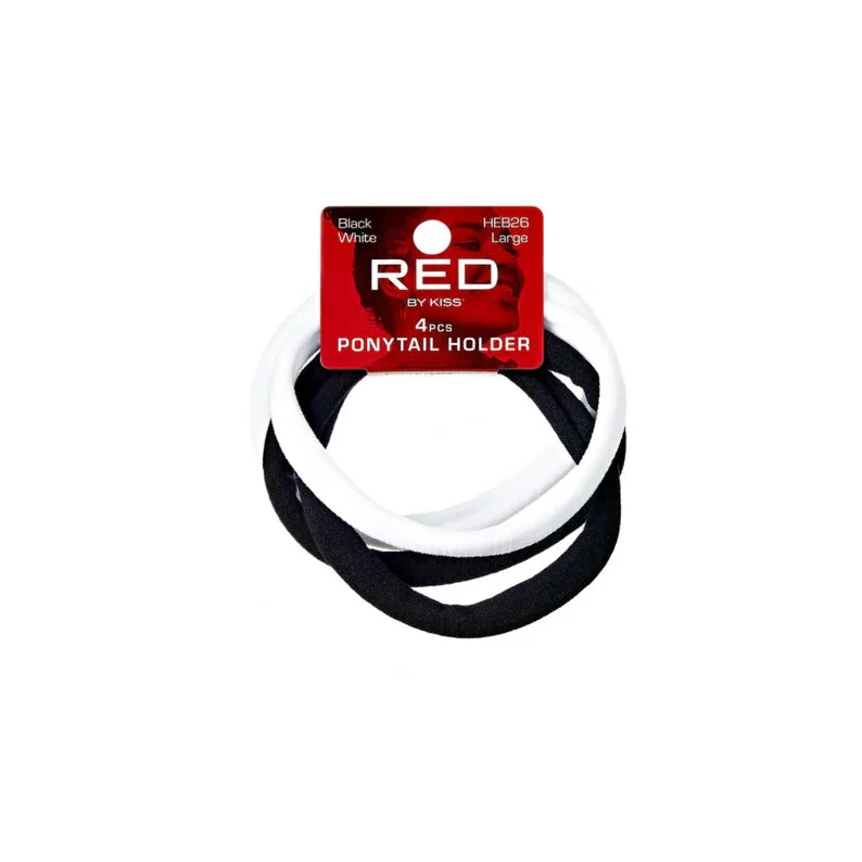 RED Ponytail Holder Large 4 pcs [B&W] #HEB26