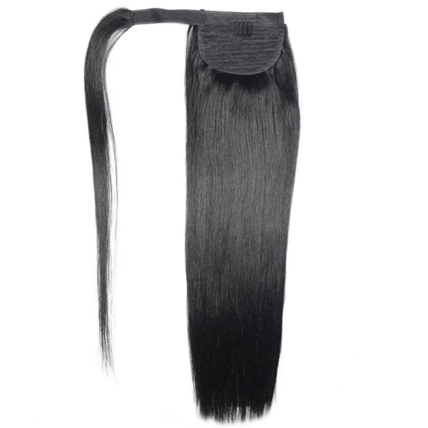 Straight Ponytail With Clip In 100% Human Hair Wrap-around Magic Velcro Ponytail Extension Quality Hair