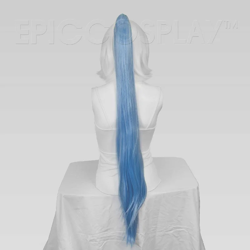 35"" Ice Blue Straight Ponytail Clipon