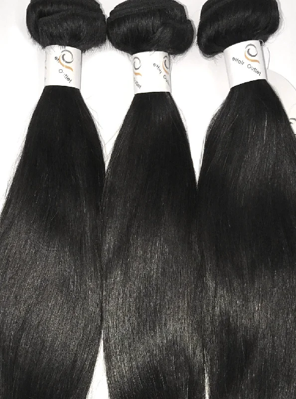 5A Brazilian 3 Bundle Set Straight w/ 13""X4"" Lace Frontal