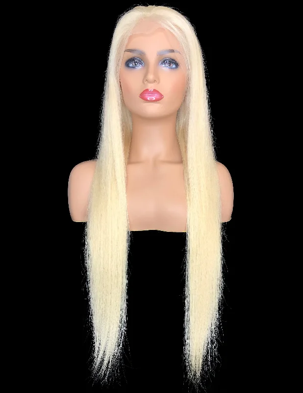 #613 Virgin Straight SWISS Full Lace Human Hair Wig 40""