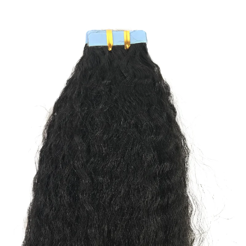 8A Kinky Straight Tape-In Human Hair Extension Natural