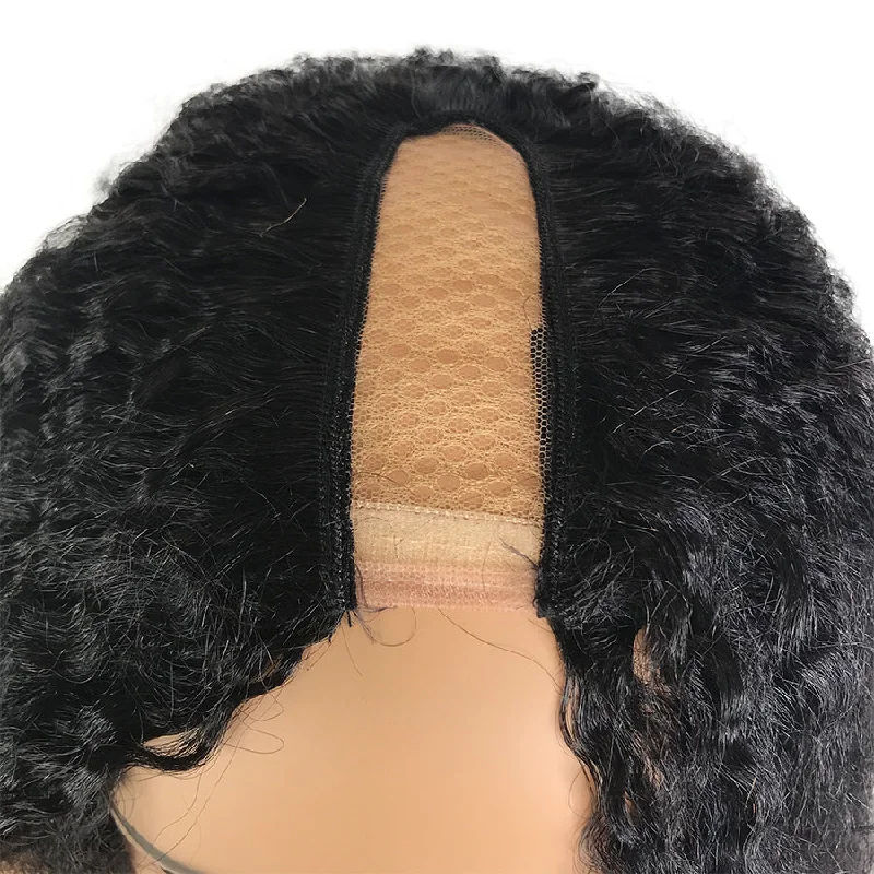 8A Malaysian Kinky Straight U Part Human Hair Wig