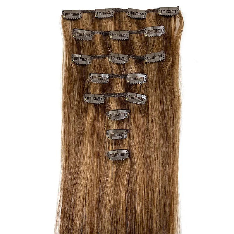 8A Straight Clip-In Human Hair Extension Color P#4/6