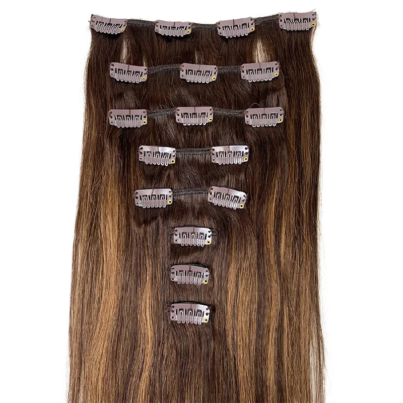 8A Straight Clip-In Human Hair Extension Color T#2-P#2/6