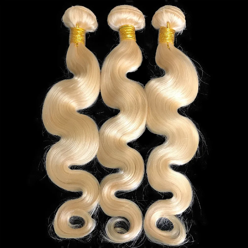 9A Malaysian Platinum Blonde  3 Bundle Set Body Wave Virgin Human Hair Extension