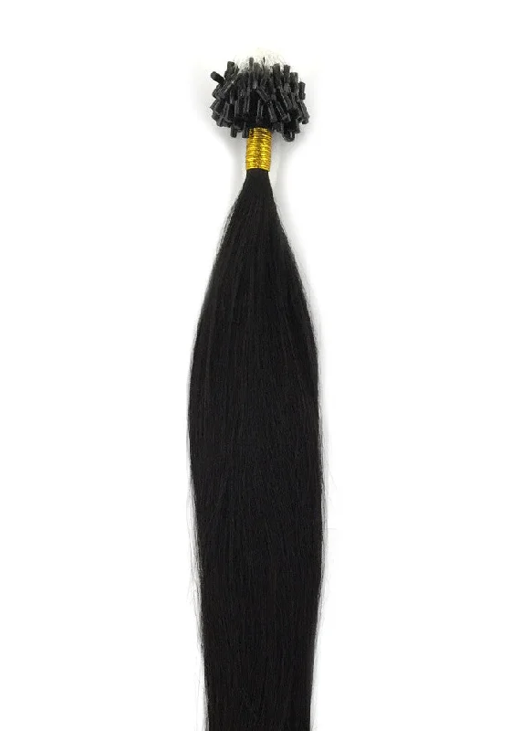 8A Micro Link Straight Human Hair Extension Natural Black