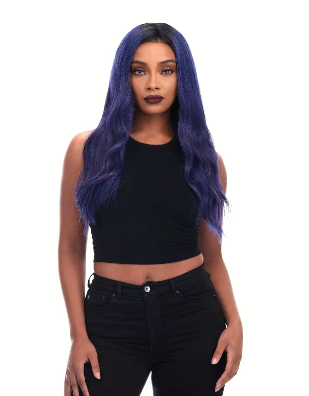 Tokyo Stylez - Knight Rider Blue Human Hair Wig 24"" Straight