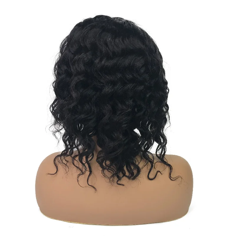 Remy Loose Wave 13""X 4""Lace Frontal Bob Wig  Natural