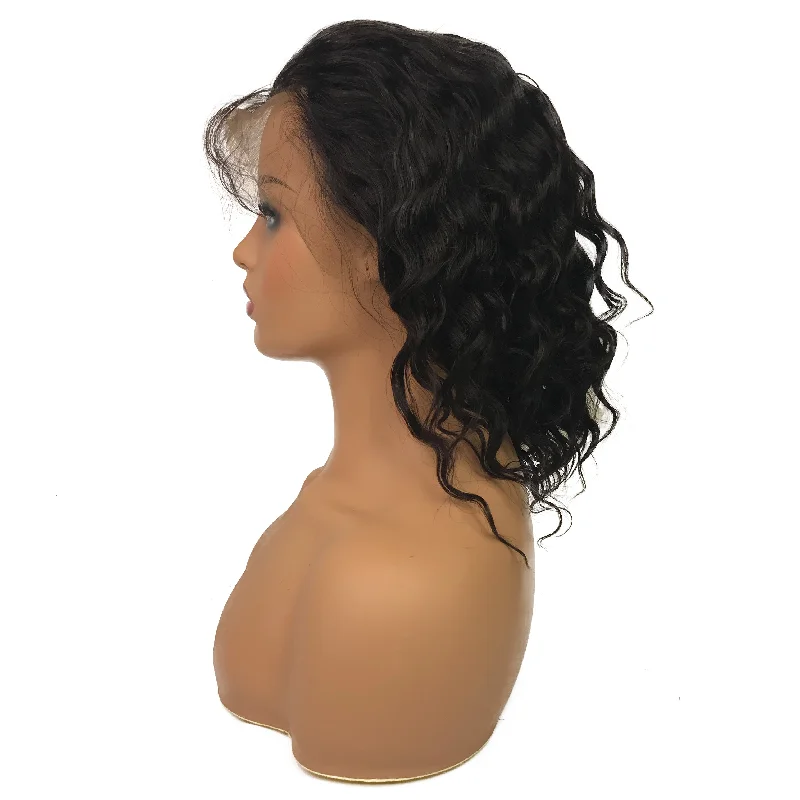 Remy Loose Wave 13""X 4""Lace Frontal Bob Wig  Natural