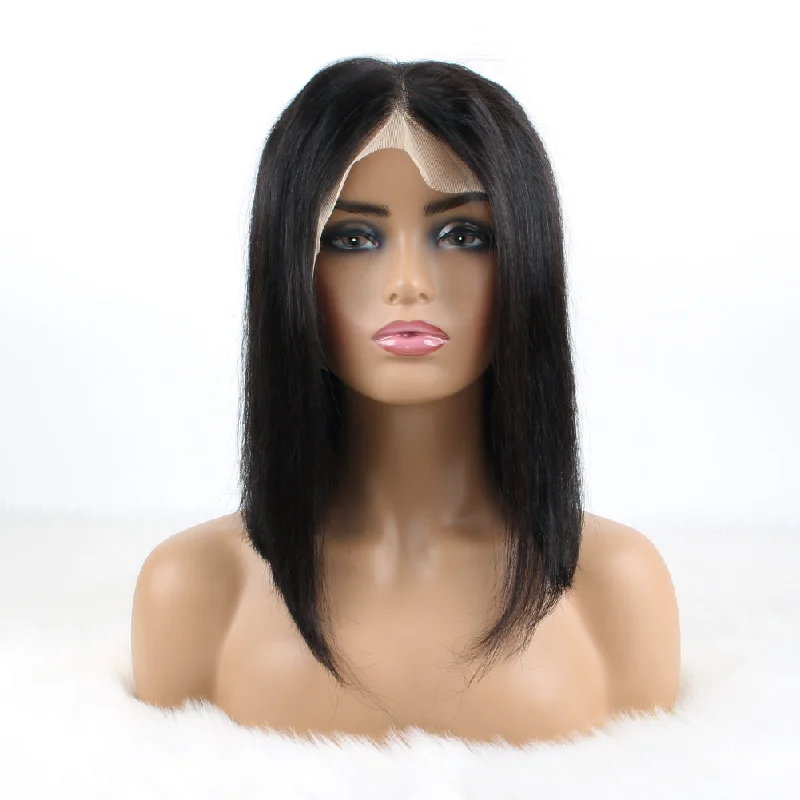 Bob Wigs 13X4 Lace Wigs Silky Straight Human Hair Wigs Natural Black 150% Density