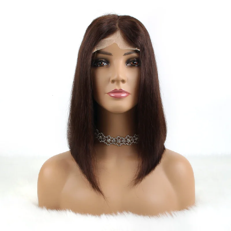 Bob Wigs 4X4 Lace Wigs Silky Straight Human Hair Wigs Natural Black 150% Density