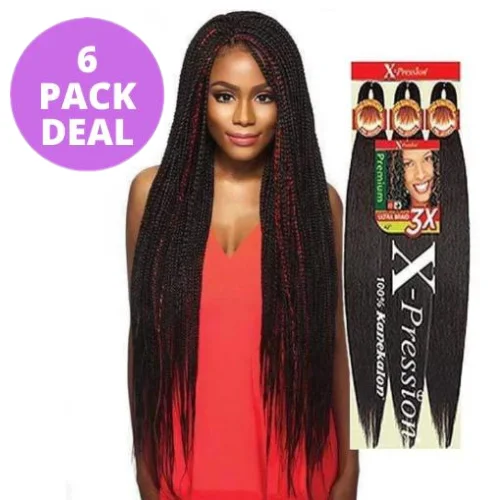 ( 5 + 1 FREE) 52"" X-Pression Ultra Braid Pre-Stretched 3X Braiding Hair By Outre