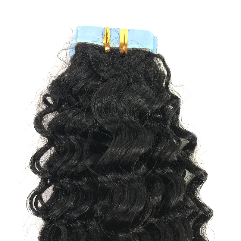 10A Jerry Curl Tape-In Human Hair Extension Natural