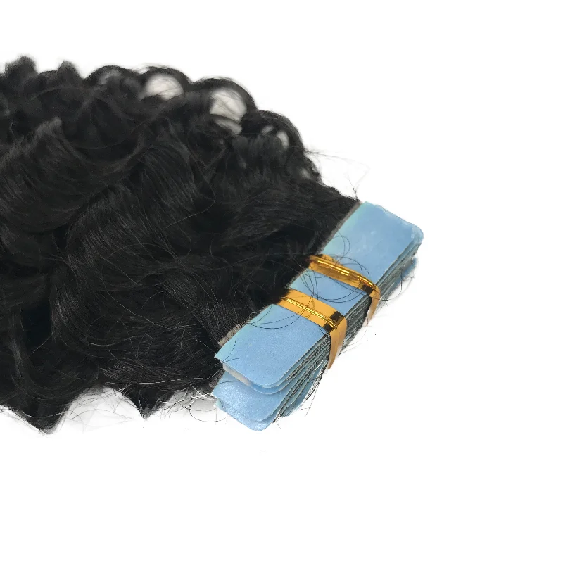 10A Jerry Curl Tape-In Human Hair Extension Natural