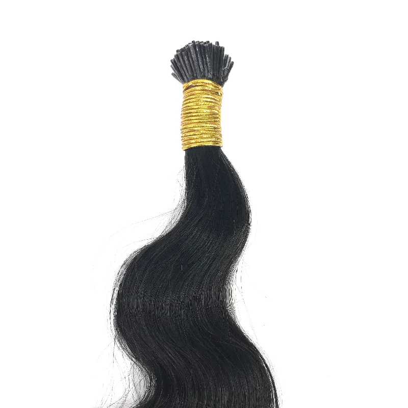 10A Malaysian I-Tip Body Wave Human Hair Extension Natural