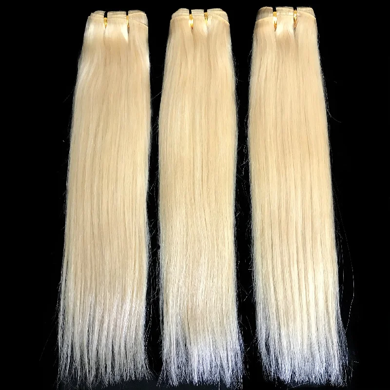 9A Malaysian Platinum Blonde  3 Bundle Set Straight Virgin Human Hair Extension