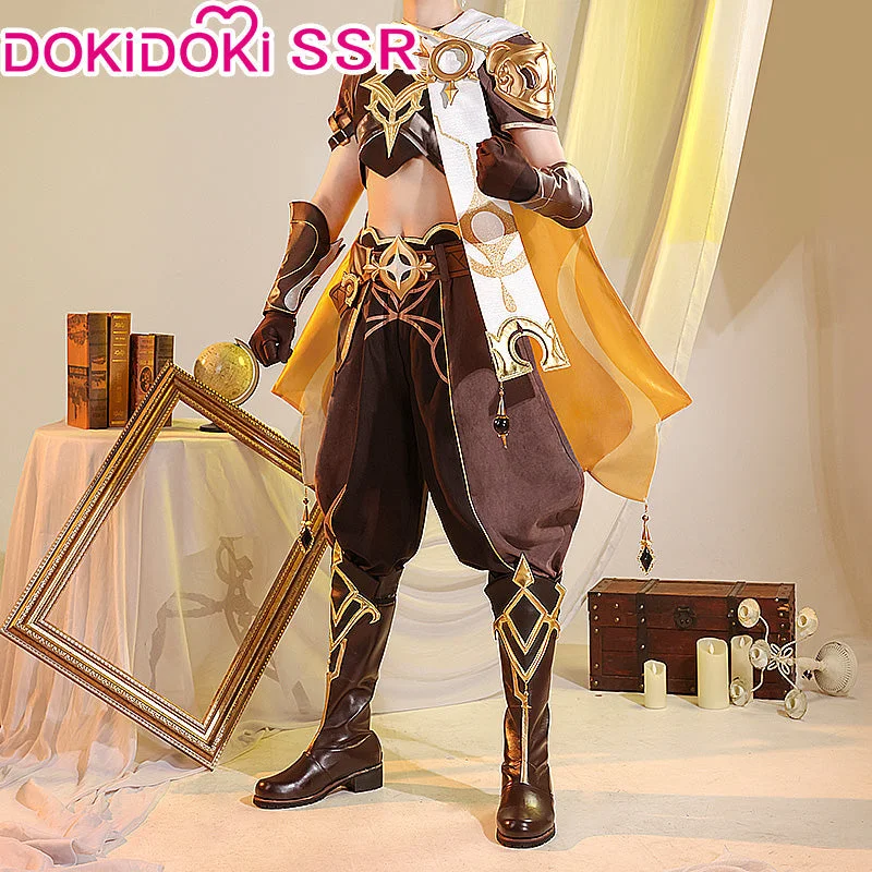 【US LOCAL SHIPPING 】DokiDoki-SSR Game Genshin Impact Cosplay Male Traveler Sora Costume Kong Aether Costume / Wig