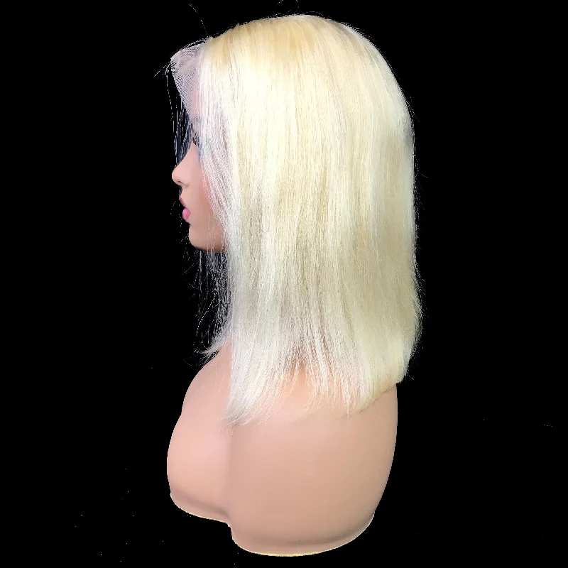 Remy Straight  13""X 4""Lace Frontal Bob Wig  Blonde #613