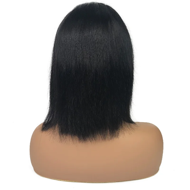 Remy Straight 13""X 4""Lace Frontal Bob Wig  Natural