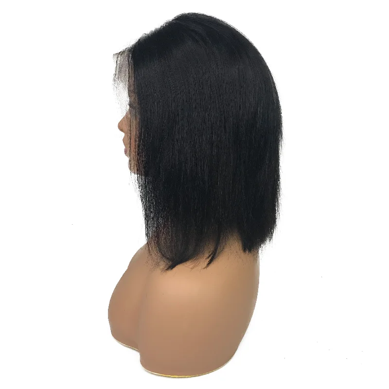 Remy Straight 13""X 4""Lace Frontal Bob Wig  Natural