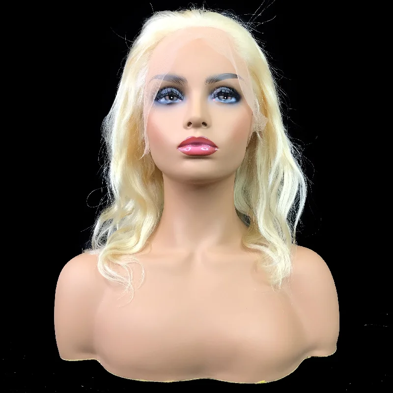 Remy Body Wave  13""X 4""Lace Frontal Bob Wig  Blonde #613