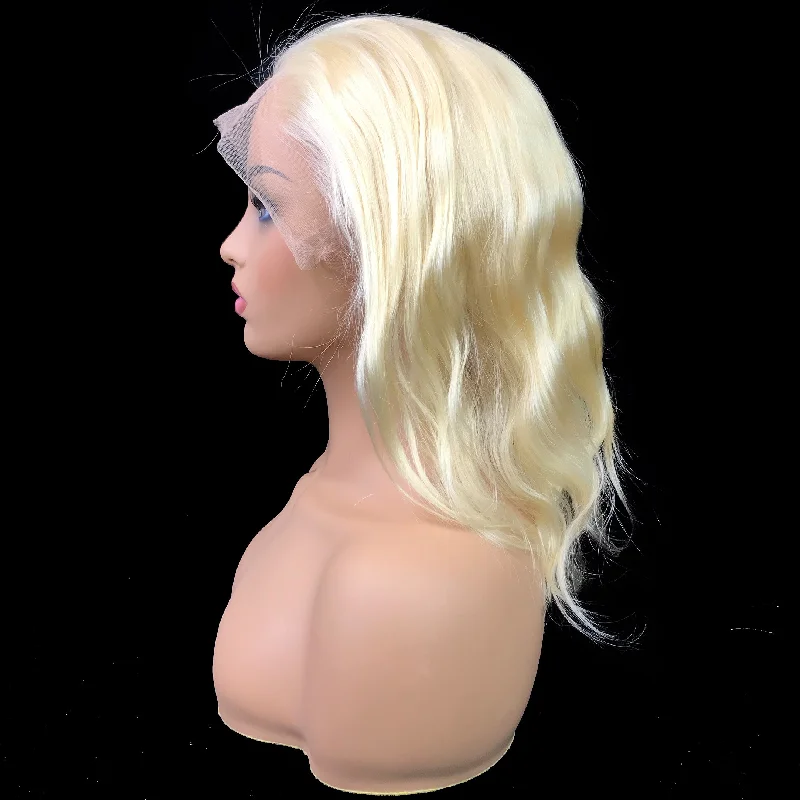 Remy Body Wave  13""X 4""Lace Frontal Bob Wig  Blonde #613