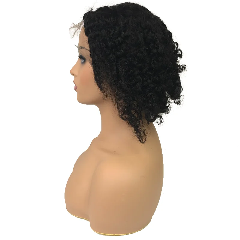 Remy Jerry Curl 13""X 4""Lace Frontal Bob Wig  Natural