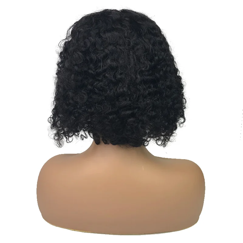 Remy Jerry Curl 13""X 4""Lace Frontal Bob Wig  Natural