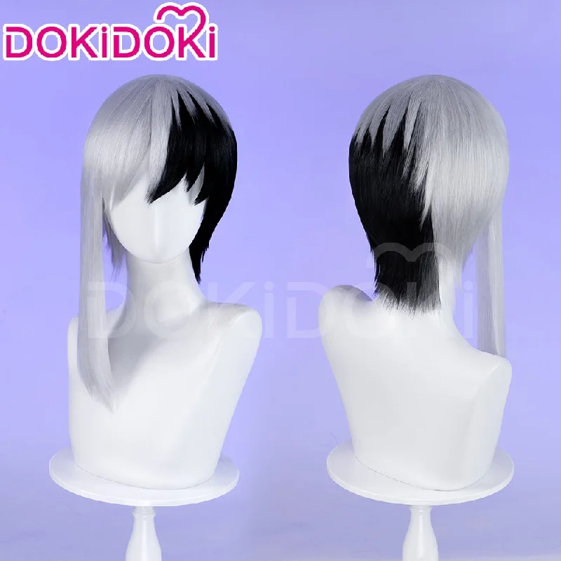 DokiDoki Anime Dr.STONE Cosplay Asagiri Gen Wig Short Straight Black White Hair