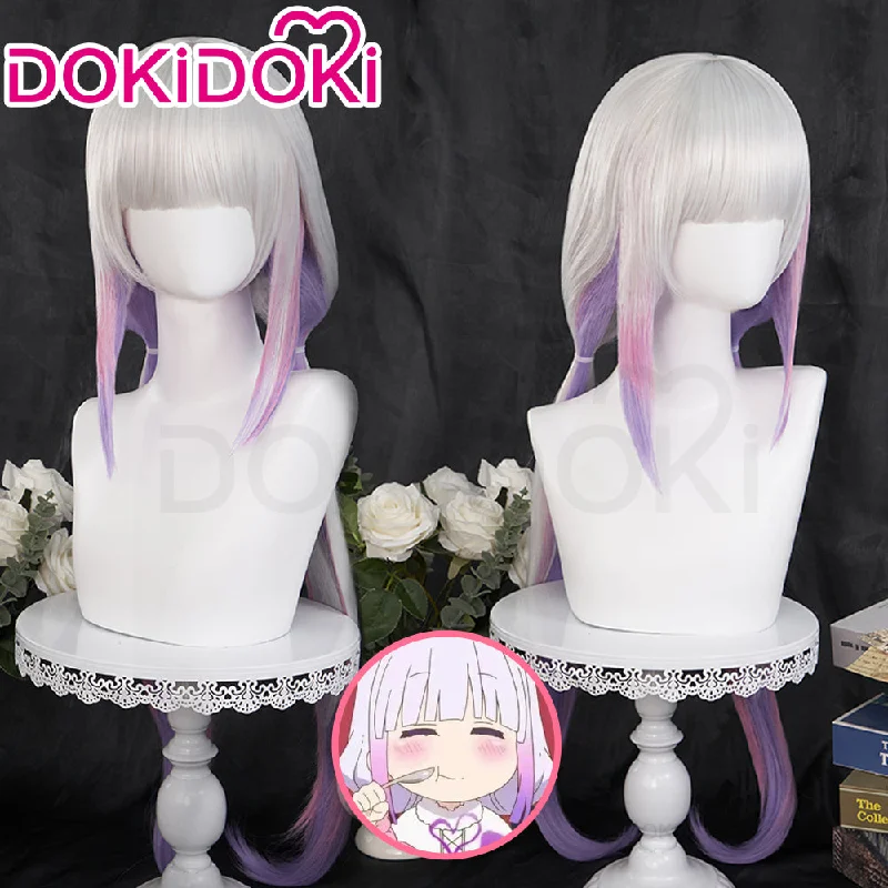 DokiDoki Anime Miss Kobayashi’s Dragon Maid Cosplay Kanna Kamui Wig Long Straight White Purple Hair