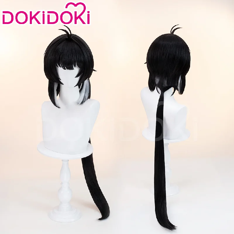 【Ready For Ship】DokiDoki Game Wuthering Waves Cosplay Rover Female Wig Long Straight Black Grey Hair