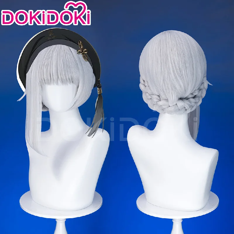 DokiDoki Game Wuthering Waves Cosplay Sanhua Wig Short Straight Silver Hair San Hua