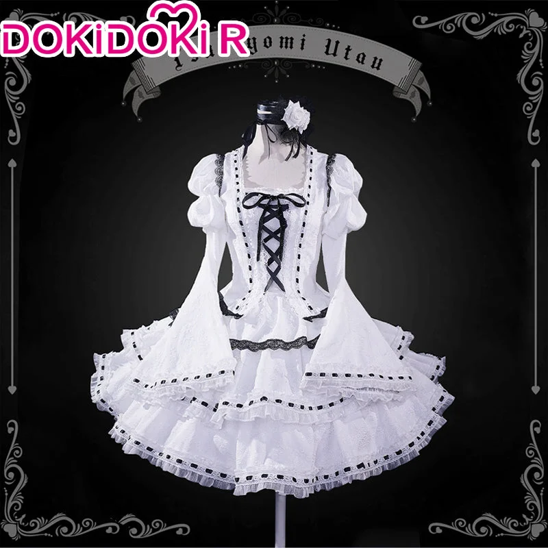 【In Stock】DokiDoki-R Anime Shugo Chara Cosplay Tsukiyomi Utau Costume White Dress Lolita