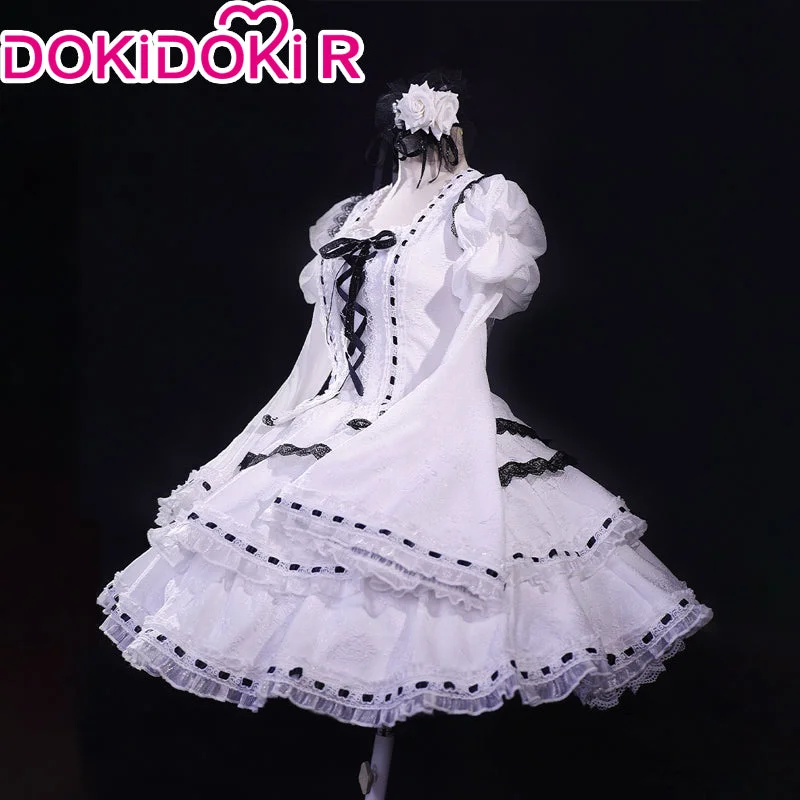 【In Stock】DokiDoki-R Anime Shugo Chara Cosplay Tsukiyomi Utau Costume White Dress Lolita