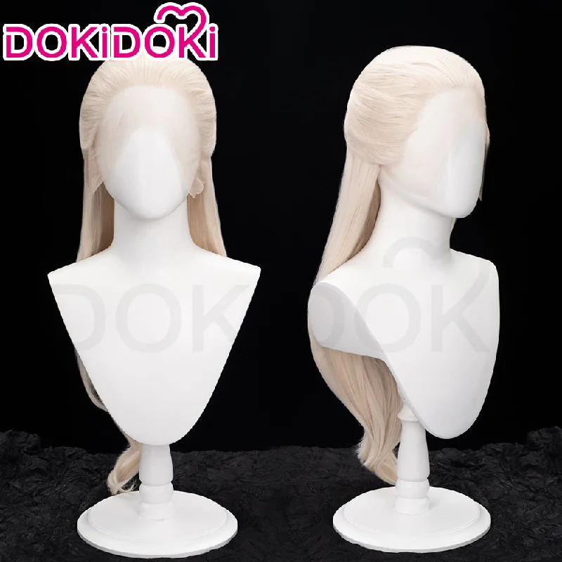 【Front Lace】DokiDoki TV House of the Dragon Cosplay Dimon Cosplay Wig Long Straight White