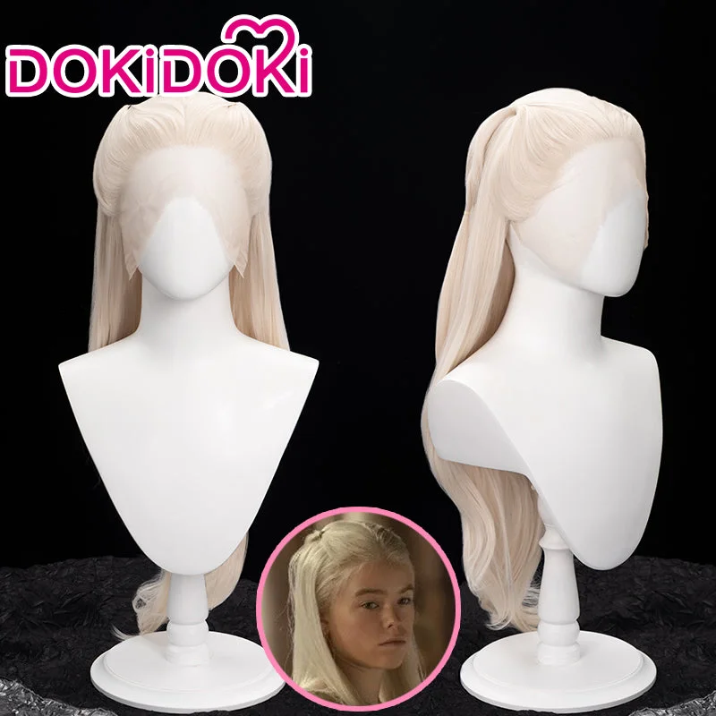 【Front Lace】DokiDoki TV House of the Dragon Cosplay Rhaenyra Cosplay Wig Long White