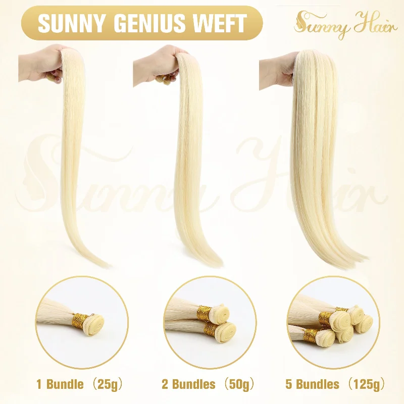 Sunny Hair Genius Weft Extensions Virgin Hair Brown with Blonde #4/27/4