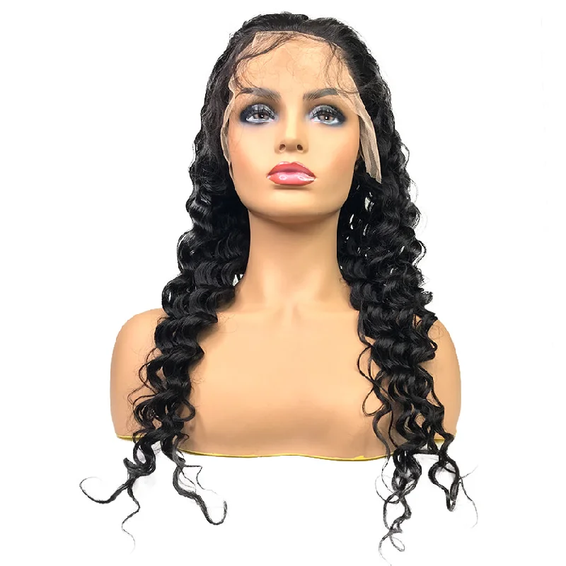 Transparent 8A/5A Malaysian Deep Wave Lace Frontal Human Hair Wig