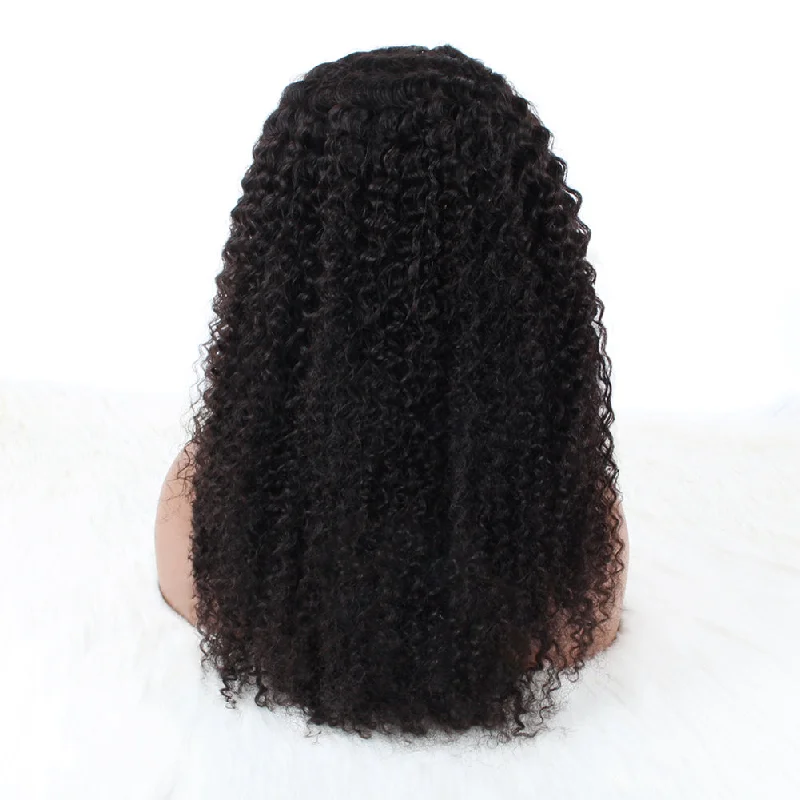 Headband Wigs Kinky Curly Human Hair Glueless Wigs