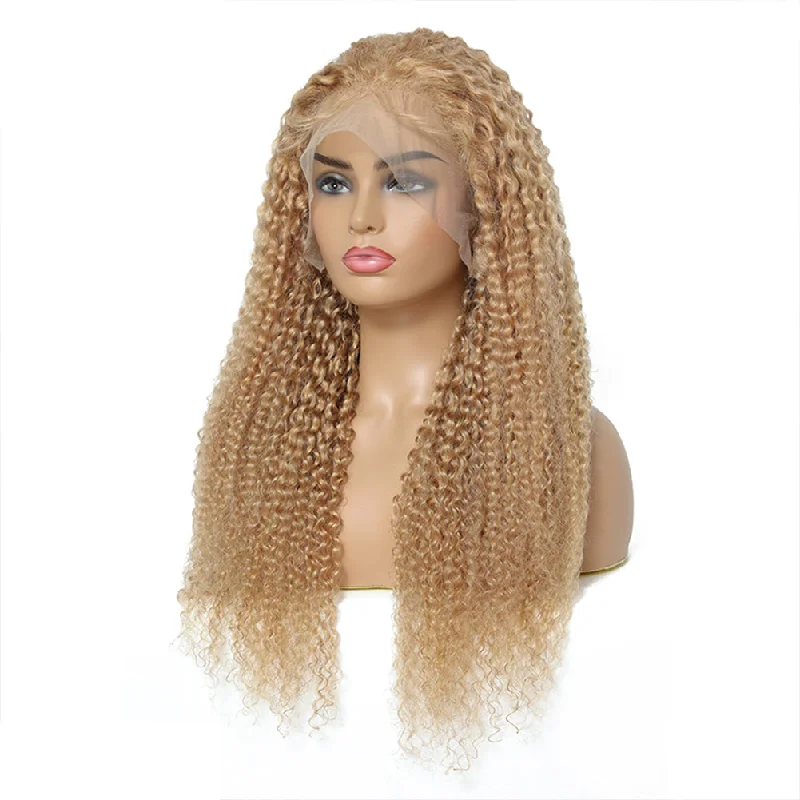 Honey Blonde Kinky Curly Wig Lace Front 13x4 Human Hair Wig Brazilian Human Hair 150% Density