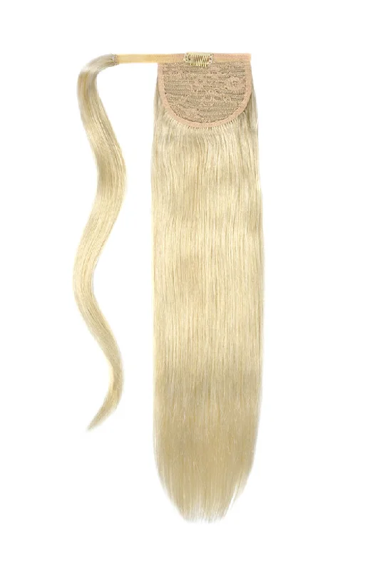 Ice Blonde Straight Up Wrap Around Ponytail