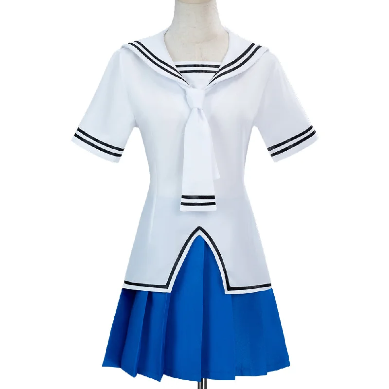 【In Stock】【Size S-2XL】Dokidoki-N Anime Cosplay JK Uniform Costume High School White / Blue Uniform