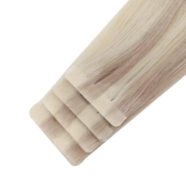 Invisible Seamless Virgin Human Injection Tape in Hair Extensions Blonde Highlights #18/613