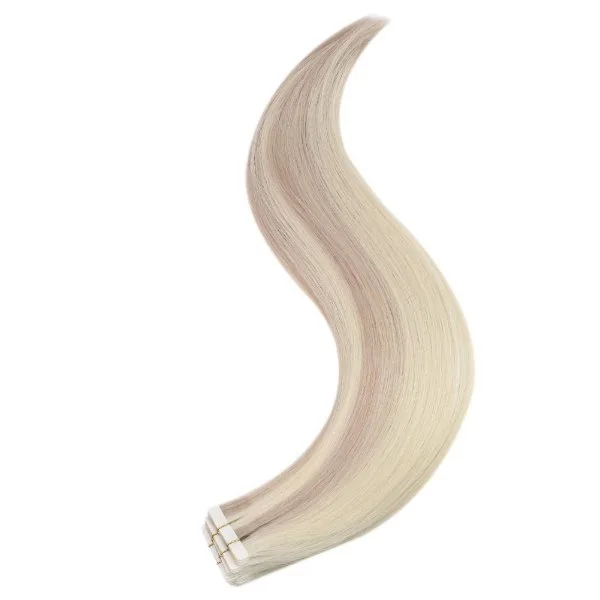 Invisible Seamless Virgin Human Injection Tape in Hair Extensions Blonde Highlights #18/613