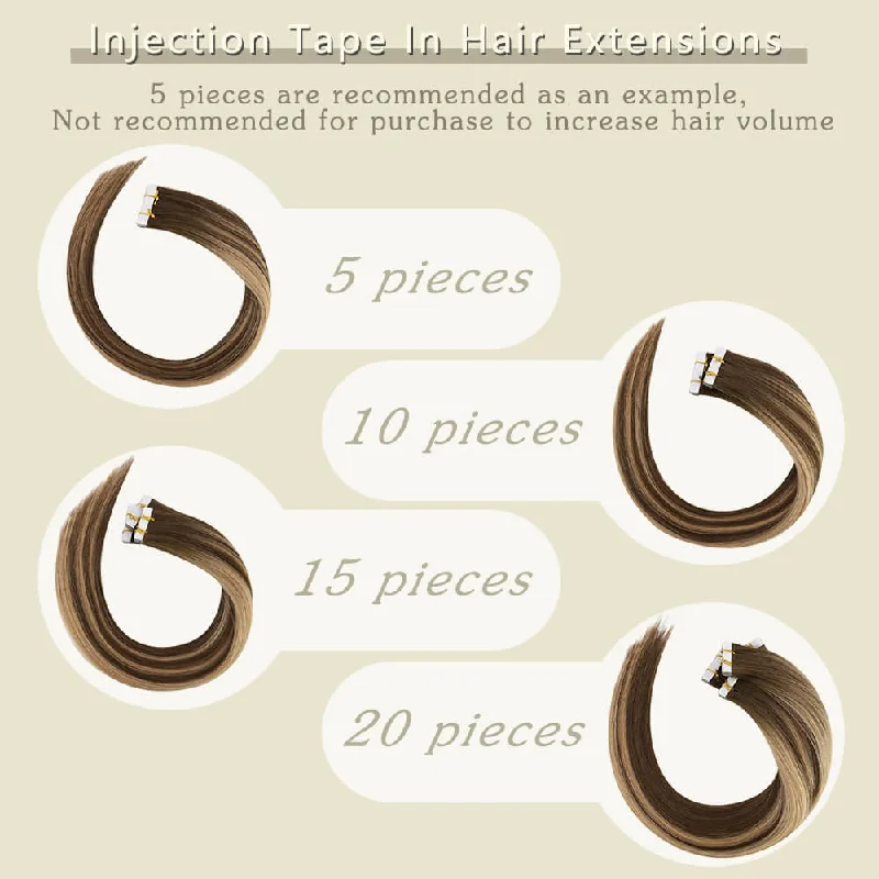 Invisible Virgin Tape in Hair Extensions Seamless Injection Highlights Silver with Blonde #P19A/60