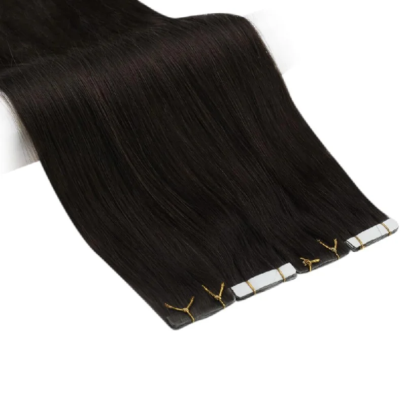 Invisible Seamless Darkest Brown Injection Virgin Tape in Hair Extensions #2