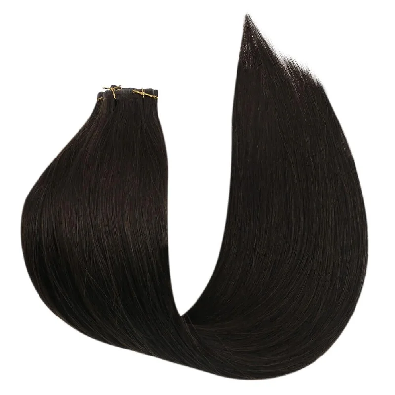 Invisible Seamless Darkest Brown Injection Virgin Tape in Hair Extensions #2